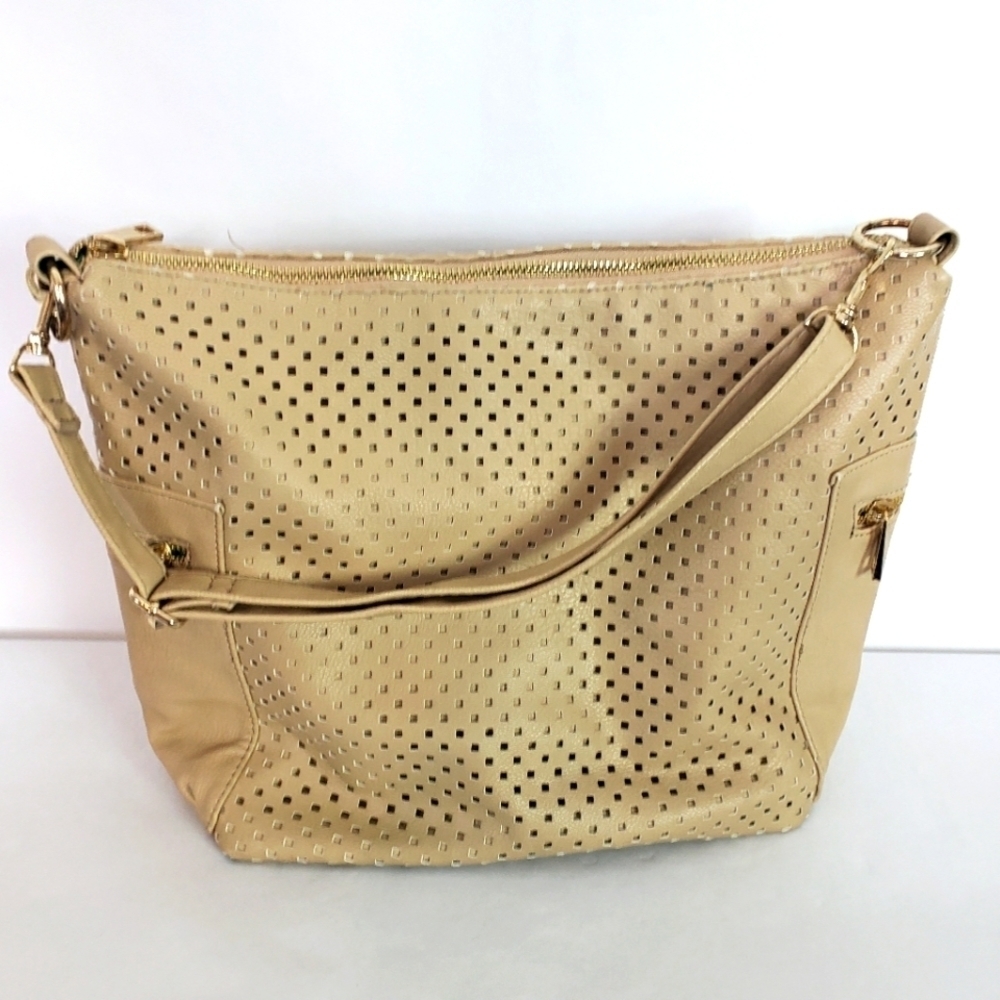 Sondra Roberts SR2 Convertible Tan Leather Hobo Bag - Backpack/Shoulder